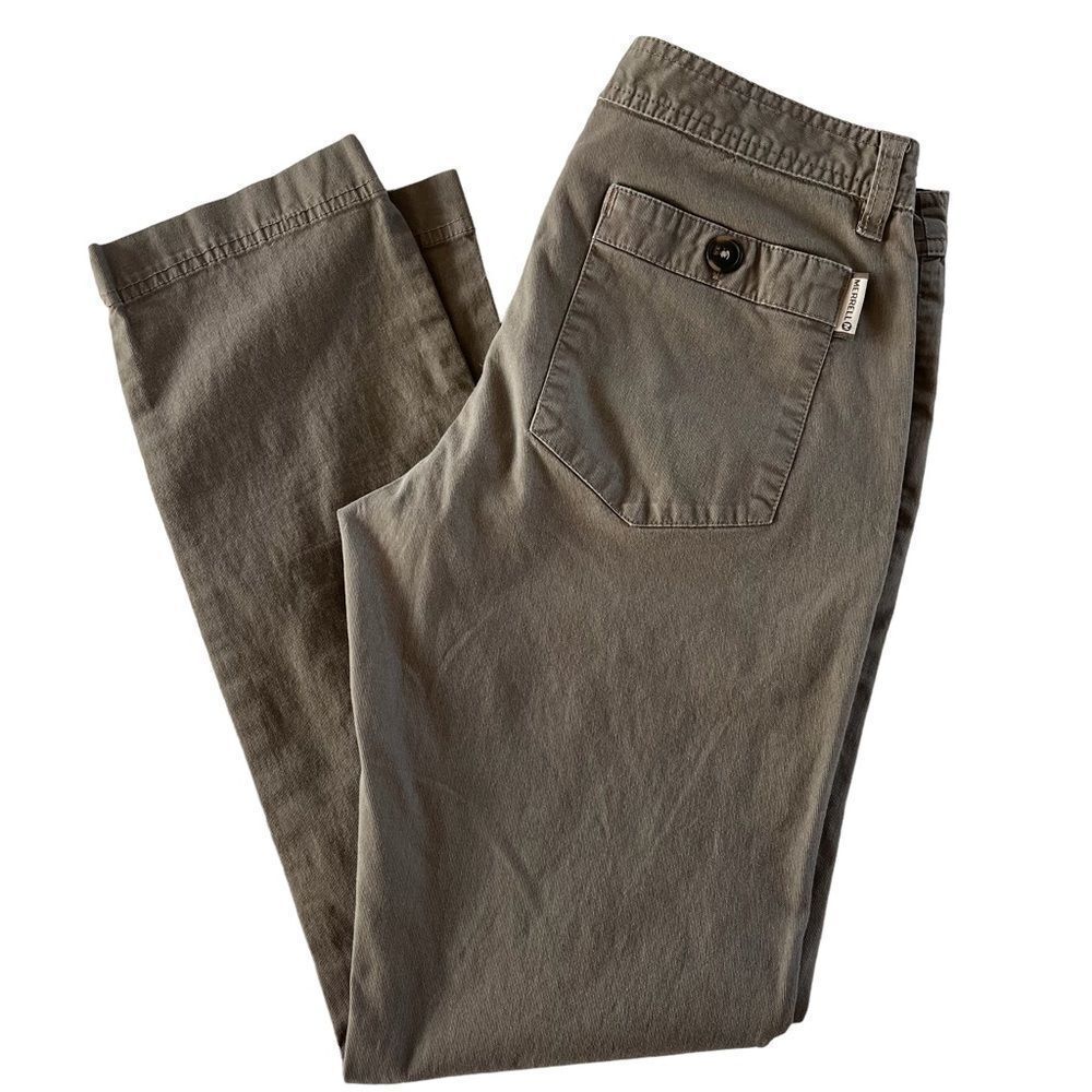 Merrell Dark Khaki Pants Sz 4 Tapered Leg Zipper Pockets